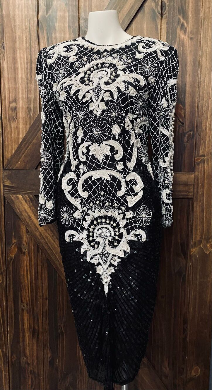 Creative Creations Vintage 80’s Baroque Art Deco Beaded Dress Size Small